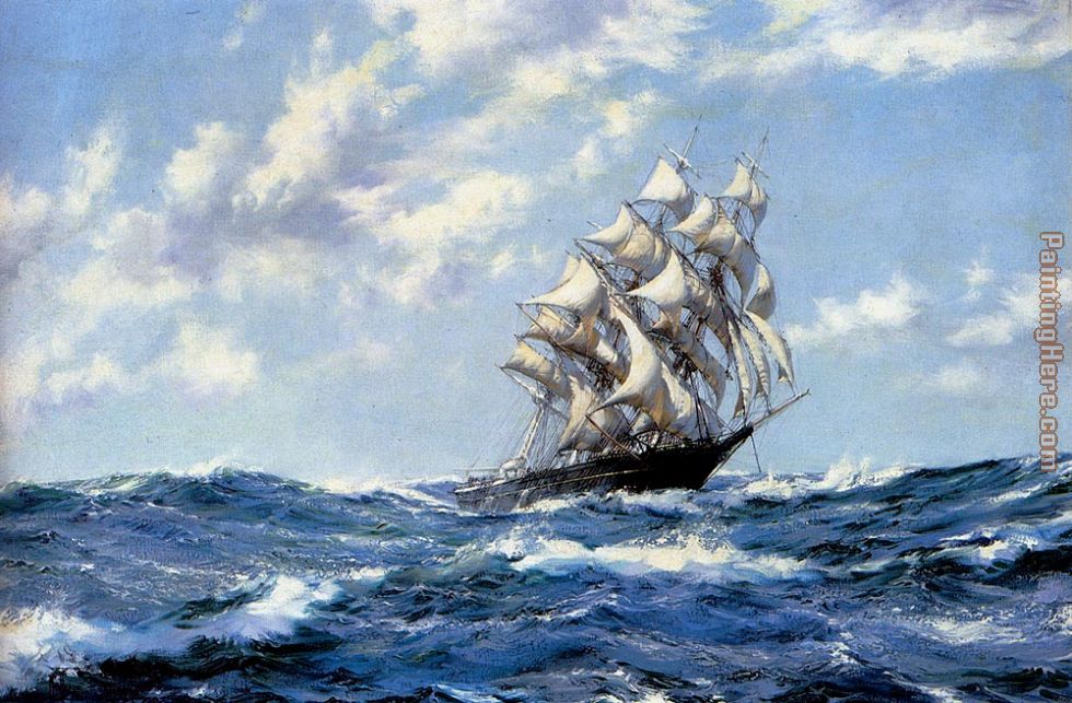 The Clipper Ship Blue Jacket On Choppy Seas painting - Montague Dawson The Clipper Ship Blue Jacket On Choppy Seas art painting